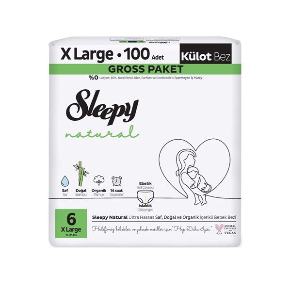 Couches-culottes Sleepy Natural Gross Pack Numéro 6 XL 100 pièces